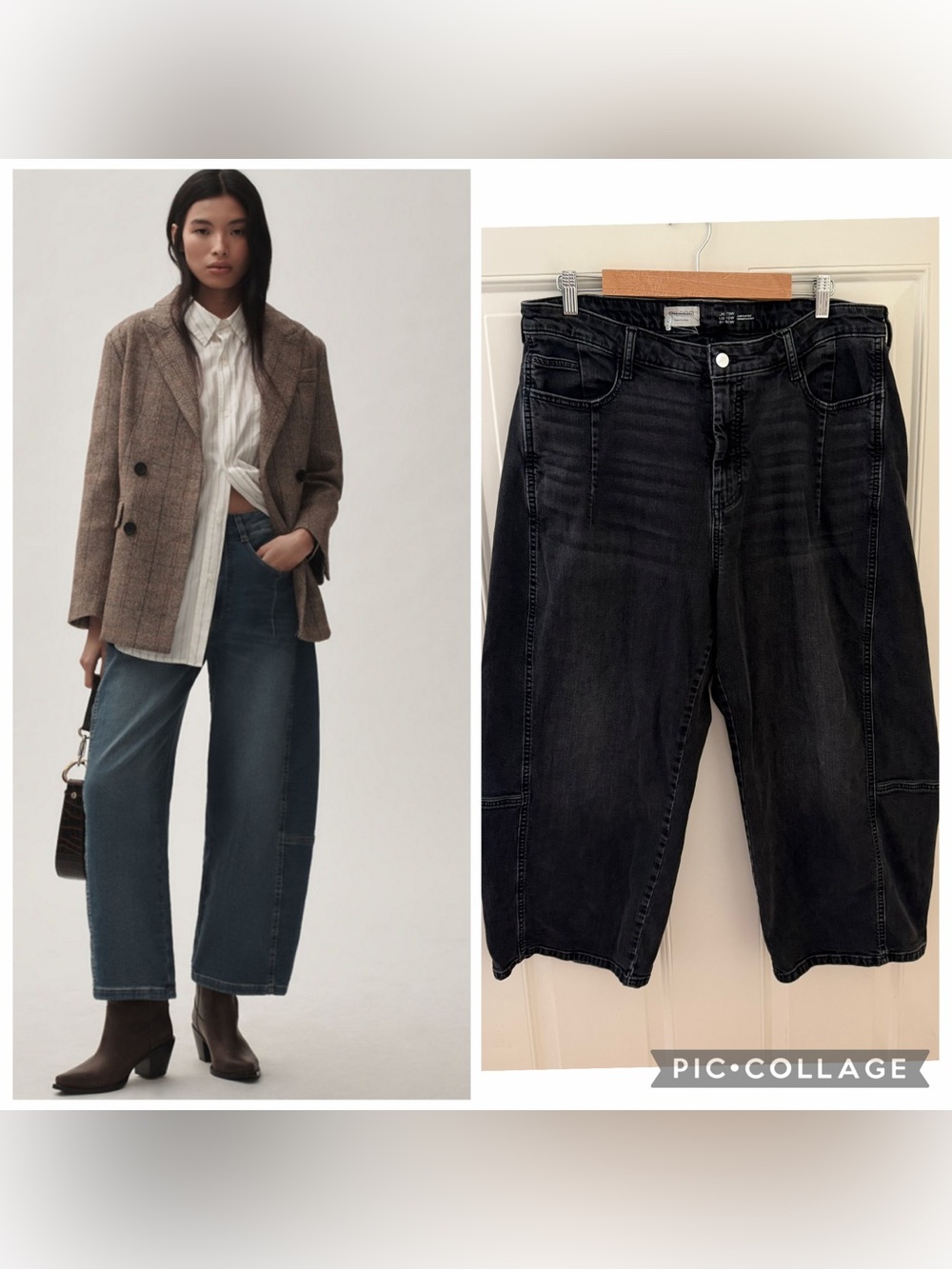 The Kenna Mid-Rise Heritage Barrel Jeans by Pilcro: Denim-Knit Edition Size 16